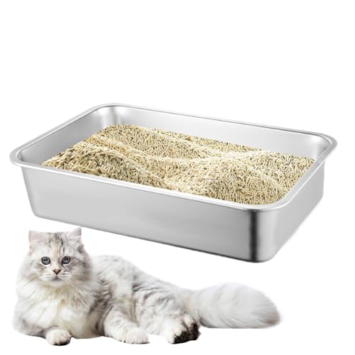 Kuxiptin Extra große Katzentoilette, Katzentoiletten,Katzentoilette Katzentoilette - Antihaftbeschichtete Katzenkotbox, spritzwassergeschützt, große Katzentoilette aus Edelstahl, leicht zu reinigende Kuxiptin Extra große Katzentoilette, Katzentoiletten,Katzentoilette Katzentoilette - Antihaftbeschichtete Katzenkotbox, spritzwassergeschützt, große Katzentoilette aus Edelstahl, leicht zu reinigende von Kuxiptin