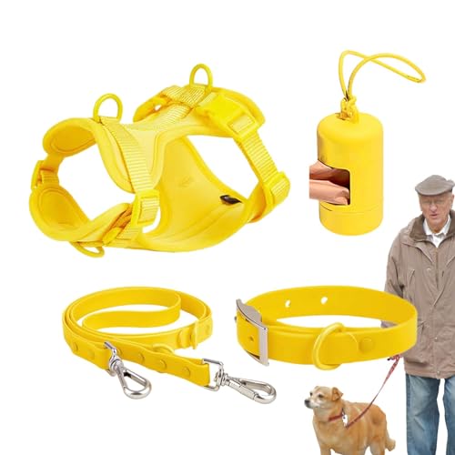 Kuxiptin Hundegeschirr Set - Verstellbares Hundegeschirr Halsband - Funktionsleine Set für mittelgroße Hunde Alltag verstellbares Hundehalsband modisch von Kuxiptin