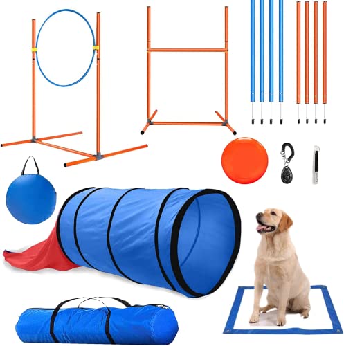 Kvittra Agility-Ausrüstung für Hunde, Agility-Training, Starter-Set, Hindernisläufe, Outdoor-Spiele, einschließlich Hundetunnel, Hochsprünge, Springring, quadratische Pausenbox von Kvittra