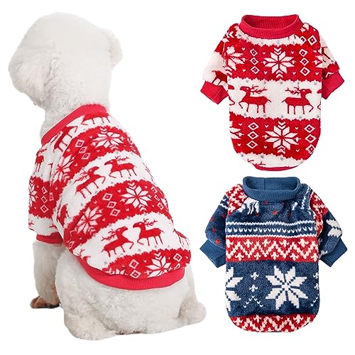 Kyaringtso Hundepullover, 2 Stück, Hundepullover für kleine Hunde, Hundekleidung für kleine Hunde, Mädchen und Jungen, ultraweicher und warmer Welpenpullover, Hundemantel für Winter Weihnachten von Kyaringtso