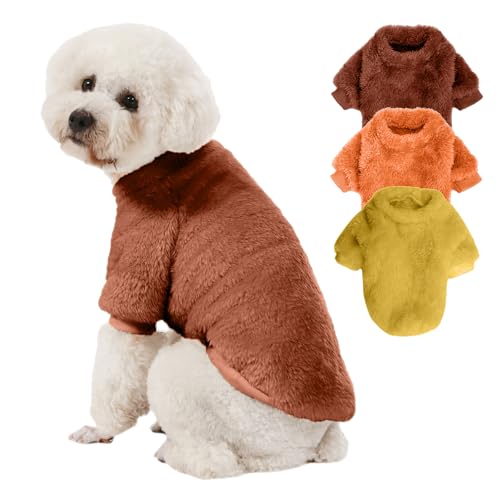 Kyaringtso Hundepullover, 3er-Pack, Hundepullover für kleine Hunde, Mädchen und Jungen, ultraweicher und warmer Welpenpullover, Hundemantel für den Winter, Weihnachten (Orange + Kaffee + Gelb, Größe Kyaringtso Hundepullover, 3er-Pack, Hundepullover für kleine Hunde, Mädchen und Jungen, ultraweicher und warmer Welpenpullover, Hundemantel für den Winter, Weihnachten (Orange + Kaffee + Gelb, Größe von Kyaringtso