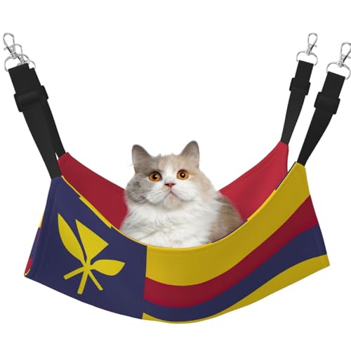 Katzenhängematte mit Flagge des Königreichs Hawaii für Käfig, verstellbar, Schlafunterlage für kleine Haustiere von Kycvds