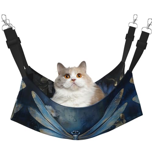 Kycvds Art Blue Libellen-Katzen-Hängematte für Käfig, verstellbar, Schlafunterlage für kleine Haustiere von Kycvds