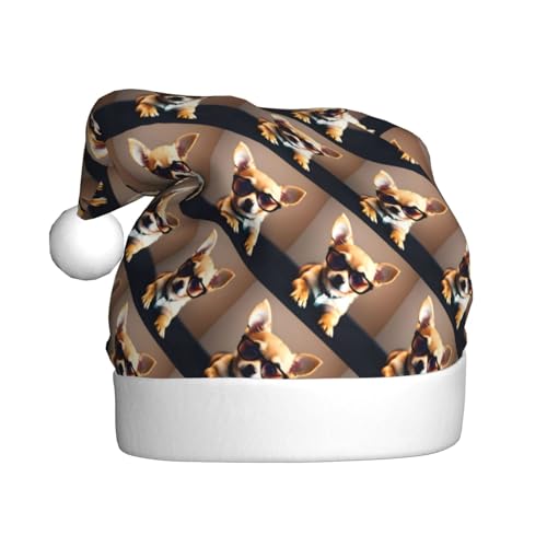 Kycvds Chihuahua-Hundebrille, 1 Weihnachtsmannmütze, Urlaub für Erwachsene, Unisex, Samt, Komfort, extra dick, für Neujahr von Kycvds