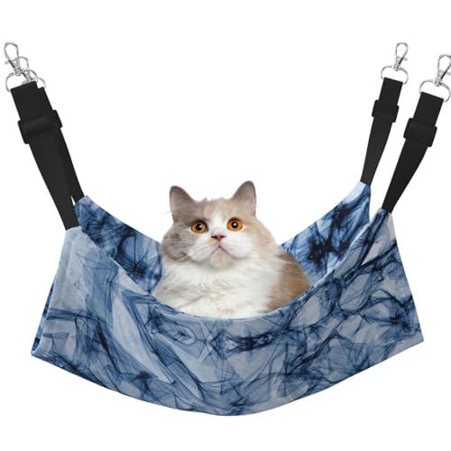 Kycvds Dunkelblaues Marmor-Katzen-Hängemattenbett für Käfig, verstellbar, Schlafunterlage für kleine Haustiere von Kycvds