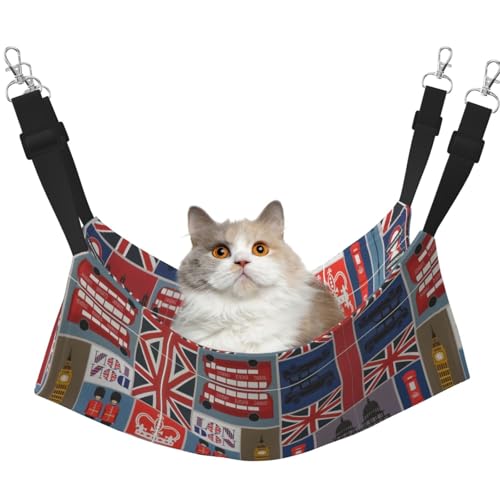 Kycvds England Symbols Katzenhängematte für Käfig, verstellbar, Schlafunterlage für kleine Haustiere von Kycvds