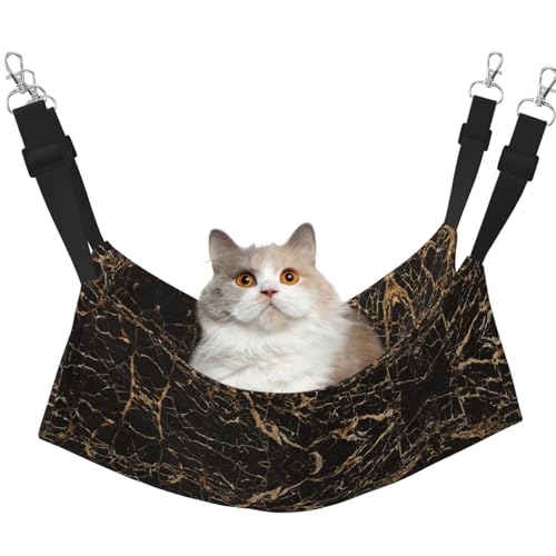 Kycvds Goldfarbene Marmor-Katzen-Hängematte für Käfig, verstellbar, Schlafunterlage für kleine Haustiere von Kycvds