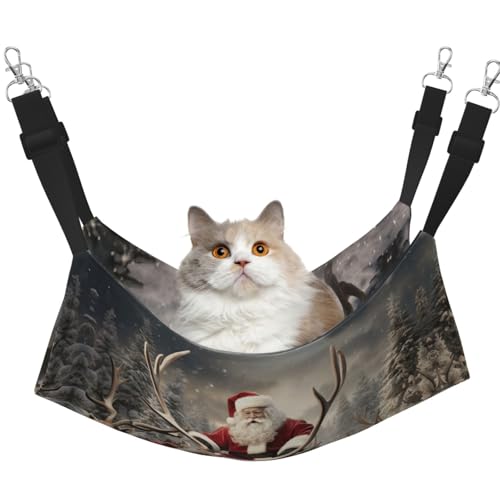 Kycvds Hängematte für kleine Haustiere, Weihnachtsmann, Katze, verstellbar, zum Aufhängen, Schlafunterlage für kleine Haustiere von Kycvds