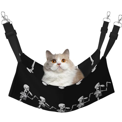 Kycvds Halloween-Hängematte mit Skelett-Totenkopf-Design, verstellbar, zum Aufhängen, Schlafunterlage für kleine Haustiere von Kycvds