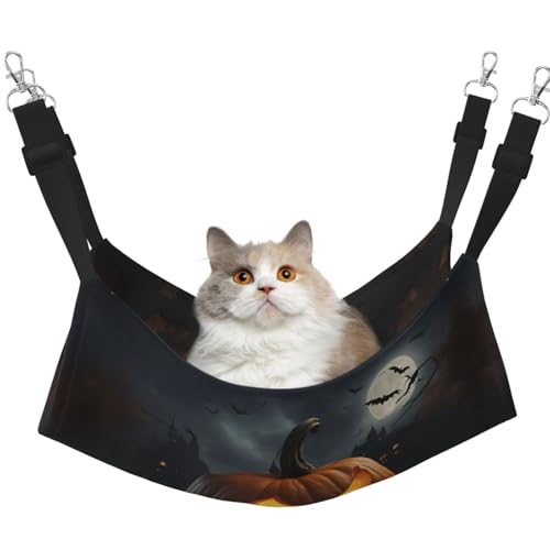 Kycvds Halloween-Kürbis-Katzen-Hängematte für Käfig, verstellbar, Schlafunterlage für kleine Haustiere von Kycvds