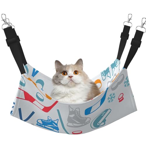 Kycvds Hockey-Elemente, kreative gemusterte Katzen-Hängematte für Käfig, verstellbar, Schlafunterlage für kleine Haustiere von Kycvds