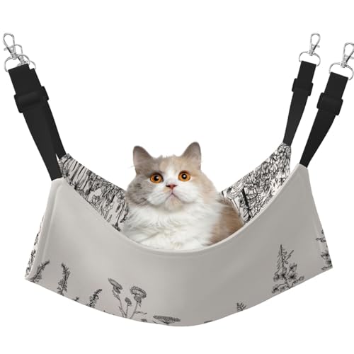 Kycvds Katzen-Hängematte mit botanischer Gravur, für Käfig, verstellbar, zum Aufhängen, Schlafunterlage für kleine Haustiere von Kycvds