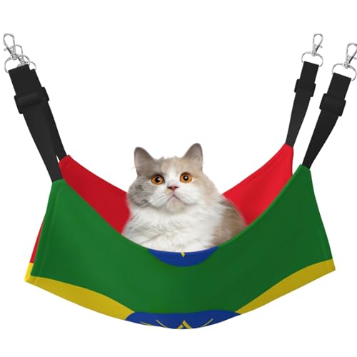 Kycvds Katzenhängematte mit Äthiopien-Flagge für Käfig, verstellbar, Schlafunterlage für kleine Haustiere von Kycvds