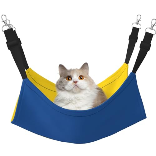 Kycvds Katzenhängematte mit Flagge der Ukraine, Bett für Käfig, verstellbar, Schlafunterlage für kleine Haustiere von Kycvds