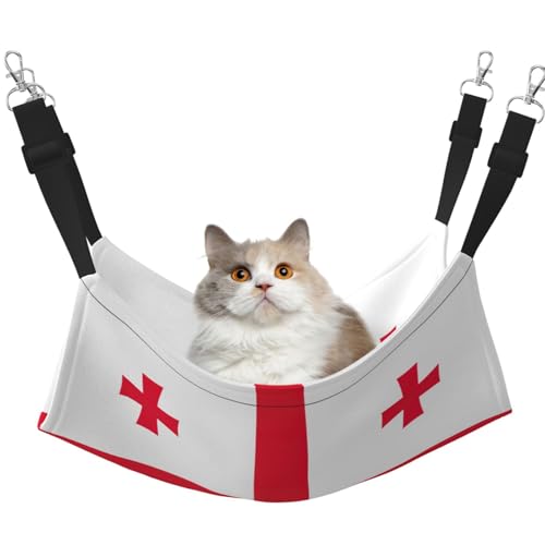 Kycvds Katzenhängematte mit Flagge von Georgia, für Käfig, verstellbar, Schlafunterlage für kleine Haustiere von Kycvds