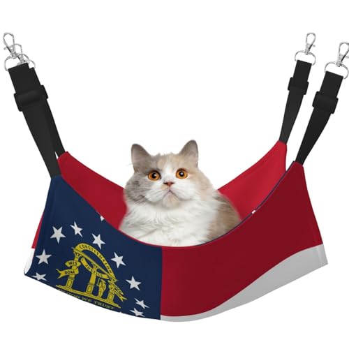 Kycvds Katzenhängematte mit Georgia-Flagge, für Käfig, verstellbar, Schlafunterlage für kleine Haustiere von Kycvds