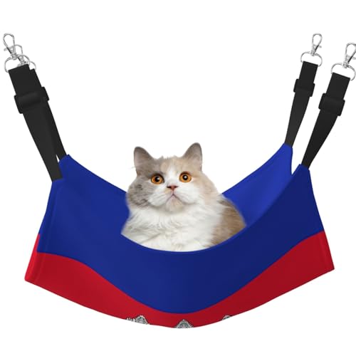 Kycvds Katzenhängematte mit Kambodscha-Flagge, verstellbar, zum Aufhängen, Schlafunterlage für kleine Haustiere von Kycvds