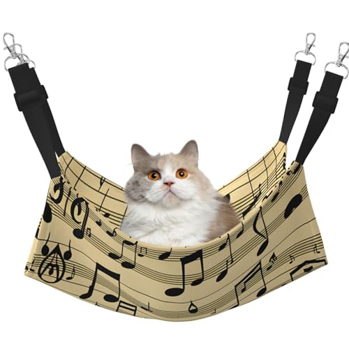 Kycvds Katzenhängematte mit Musiknoten für Käfig, verstellbar, Schlafunterlage für kleine Haustiere von Kycvds