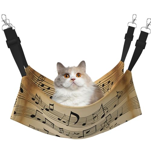 Kycvds Katzenhängematte mit Musiknoten für Käfig, verstellbar, Schlafunterlage für kleine Haustiere von Kycvds