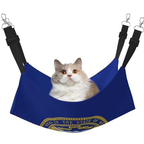 Kycvds Katzenhängematte mit Nebraska-Flagge, verstellbar, zum Aufhängen, Schlafunterlage für kleine Haustiere von Kycvds