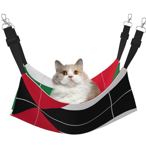 Kycvds Katzenhängematte mit Palästina-Flagge, verstellbar, zum Aufhängen, Schlafunterlage für kleine Haustiere von Kycvds
