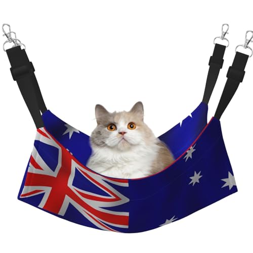 Kycvds Katzenhängematte mit australischer Flagge, verstellbar, zum Aufhängen, Schlafunterlage für kleine Haustiere von Kycvds