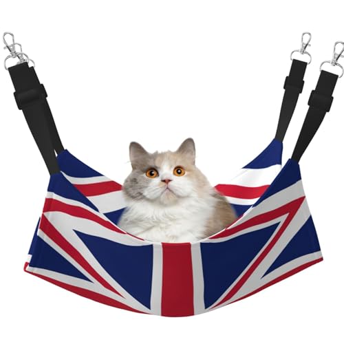 Kycvds Katzenhängematte mit britischer Flagge, verstellbar, zum Aufhängen, Schlafunterlage für kleine Haustiere Kycvds Katzenhängematte mit britischer Flagge, verstellbar, zum Aufhängen, Schlafunterlage für kleine Haustiere von Kycvds