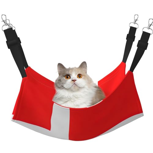 Kycvds Katzenhängematte mit dänischer Flagge von Dänemark, verstellbar, zum Aufhängen, Schlafunterlage für kleine Haustiere von Kycvds