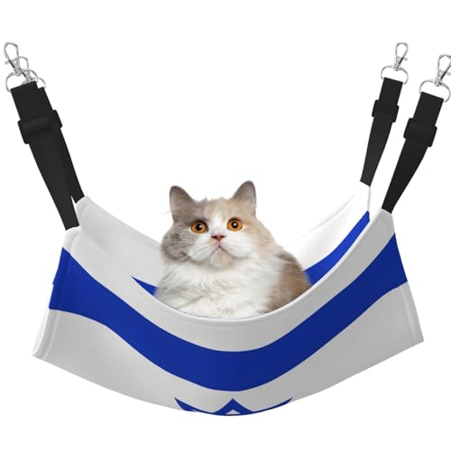 Kycvds Katzenhängematte mit israelischer Flagge, Bett für Käfig, verstellbar, Schlafunterlage für kleine Haustiere von Kycvds