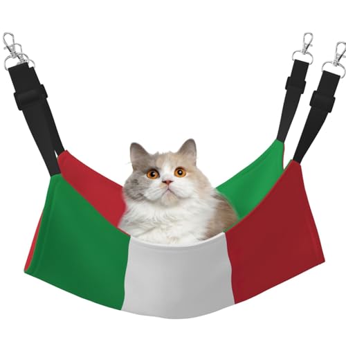 Kycvds Katzenhängematte mit italienischer Flagge, verstellbar, zum Aufhängen, Schlafunterlage für kleine Haustiere von Kycvds