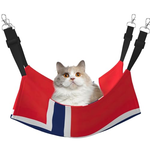 Kycvds Katzenhängematte mit norwegischer Flagge, verstellbar, zum Aufhängen, Schlafunterlage für kleine Haustiere von Kycvds