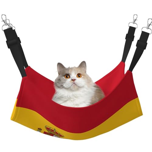 Kycvds Katzenhängematte mit spanischer Flagge, verstellbar, zum Aufhängen, Schlafunterlage für kleine Haustiere von Kycvds