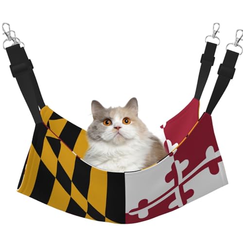 Kycvds Maryland State Flag Katzenhängematte für Käfig, verstellbar, Schlafunterlage für kleine Haustiere von Kycvds