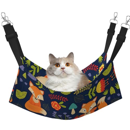 Kycvds Niedliche Tier-Fuchs-/Blumen-Katzen-Hängematte für Käfig, verstellbar, Schlafunterlage für kleine Haustiere von Kycvds