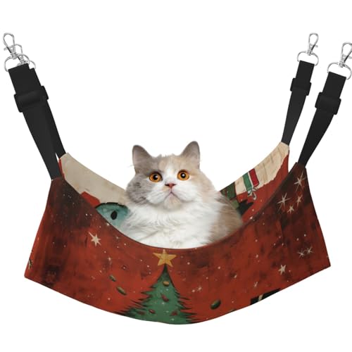 Kycvds Schneemann Weihnachtsbaum Katze Hängematte Bett für Käfig, verstellbare Aufhängung, Schlafunterlage für kleine Haustiere von Kycvds
