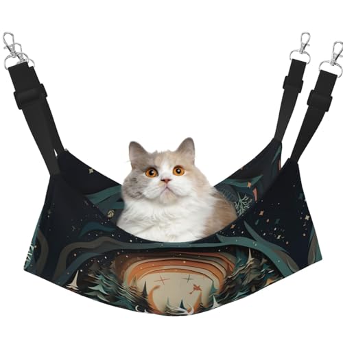 Kycvds Weihnachtliche Hirschkatzen-Hängematte für Käfig, verstellbar, Schlafunterlage für kleine Haustiere von Kycvds