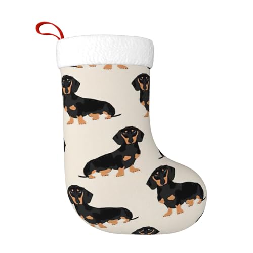 Weihnachtsstrumpf mit Dackel-Motiv, personalisierbar, Plüsch, Familien-Weihnachtsmann-Party-Dekoration von Kycvds