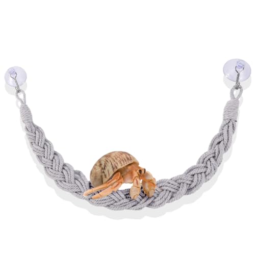 KyeeaDIY Reptilien-Kletterdeko, Künstliche Reptilien Klettern Zweig Flexible Einsiedlerkrebs-Seilleiter mit Saugnapfhaken Natürliche Bindfadenschaukel für Terrarium Dekoration 60 * 4 * 2cm (Gray) von KyeeaDIY