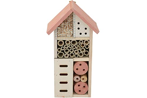 Insektenhotel klein 26x13 cm Bienen Insektenhaus Pinienholz rot von PGONA