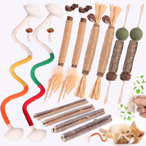 Katzenspielzeug, Katzenkauspielzeug, Silvervine Sticks, Katzenminze Seilspielzeug für Katzen Zahnreinigung, Kätzchen Zahnpflege, Katzenspielzeug ab von Kyouki