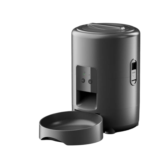 Kznifmk 2L Automatischer Smart WiFi-Knopf-Katzenfutterspender Tierfutterspender für Trockenfutter Katzenhunde Trockenfutterspender Tierfutternapf von Kznifmk