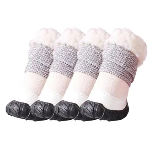 Kznifmk 4-Teiliges Hundeschuhset für Den Winter, Bequem, Warm, für Hunde, Chihuahua, Regen-/Schneestiefel, Wasserdicht, für Den Außenbereich, rutschfeste Welpen-Sneakers B von Kznifmk