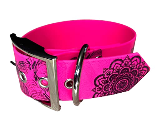 Halsband für Hunde aus BioThane-Material, dekoriert, Breite groß (Halsumfang: 35 – 40 cm, Fuchsia) von L'Atelier du Fourmilier