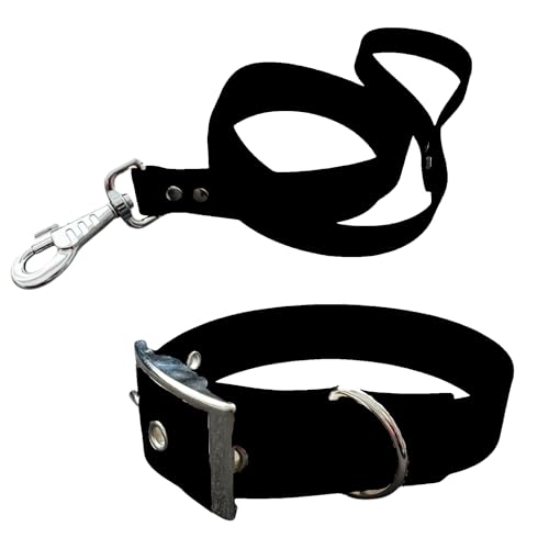 Halsband und Leine für Hunde, aus BioThane, mittlere Breite (30-35 cm, schwarz) von L'Atelier du Fourmilier