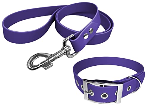 Hundehalsband und Leine aus BioThane-Material, mittlere Breite (40-45 cm, violett) von L'Atelier du Fourmilier