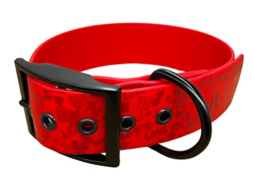 Hundehalsband aus BioThane-Material, dekoriert, Breite Groß (35-40 cm, Rot) von L'Atelier du Fourmilier