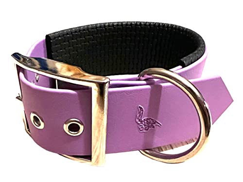 Hundehalsband aus BioThane-Material, gepolstert, große Breite, Farben zur Auswahl (Halsumfang: 40 – 45 cm, Amethyst) von L'Atelier du Fourmilier