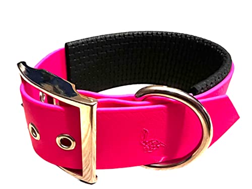 Hundehalsband aus BioThane-Material, gepolstert, große Breite, Farben zur Auswahl (Halsumfang: 40 – 45 cm, Fuchsia) von L'Atelier du Fourmilier