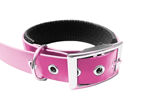 Hundehalsband aus gepolstertem BioThane-Material, mittlere Breite, Farben zur Auswahl (Halsumfang: 40 – 45 cm, Fuchsia von L'Atelier du Fourmilier