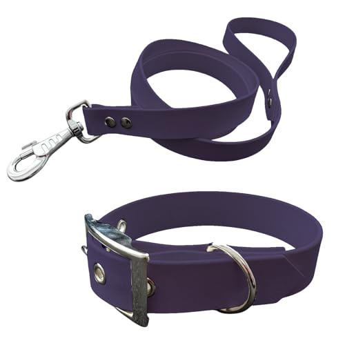 Hundehalsband und Leine aus BioThane-Material, mittlere Breite (40-45 cm, violett) von L'Atelier du Fourmilier